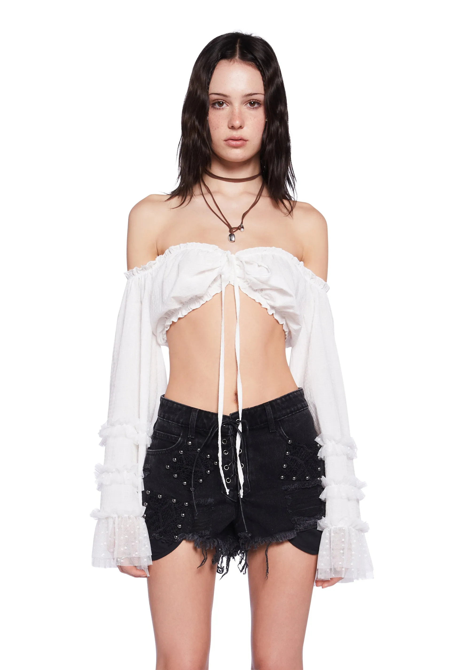 Desert Dancing Crop Top - Ivory sold by Dolls Kill