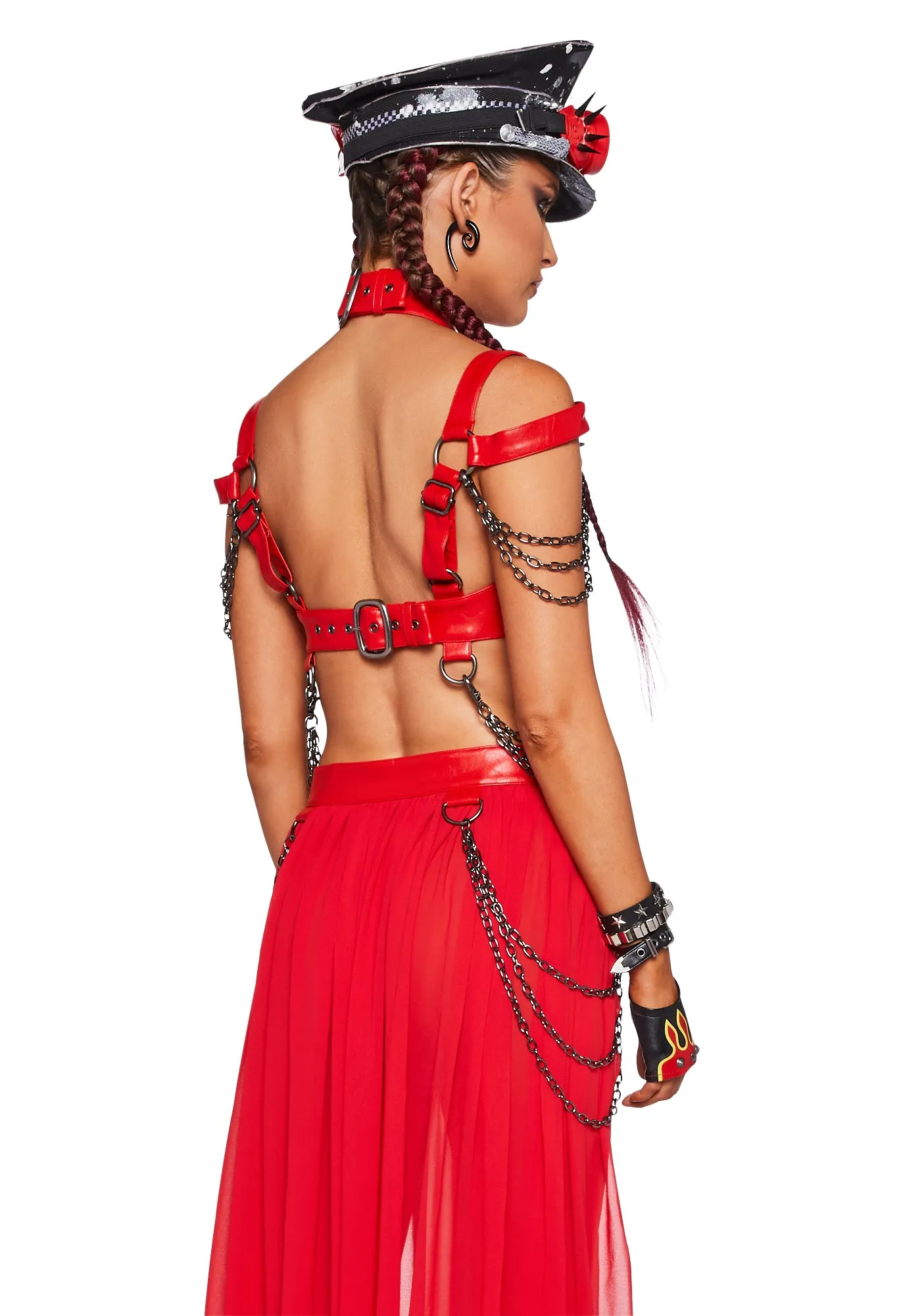 Immersed In Magic Harness Top - Red sold by Dolls Kill product image thumbnail 4