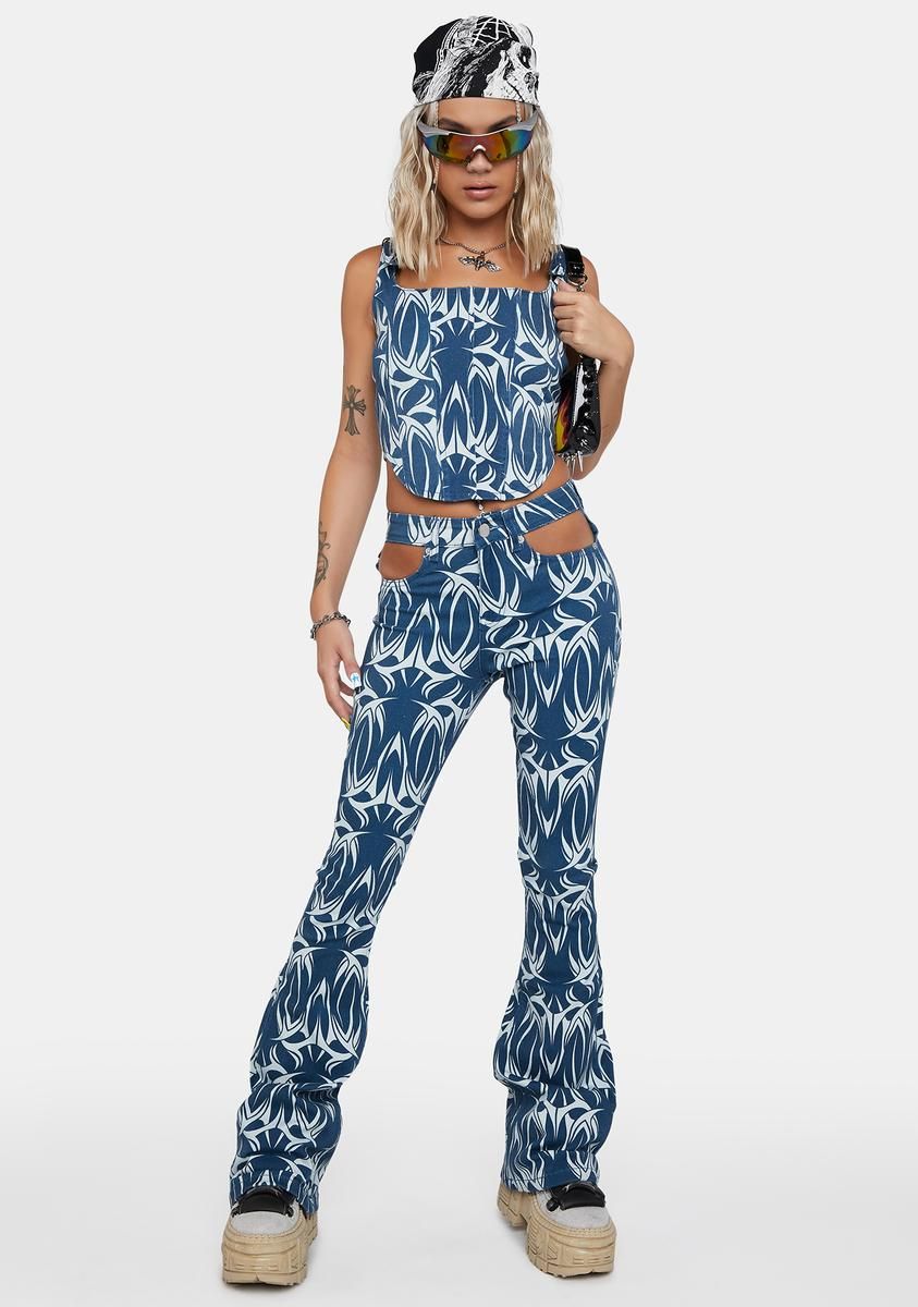 Denim Tattoo Cut-Out Pants sold by Dolls Kill product image thumbnail 2