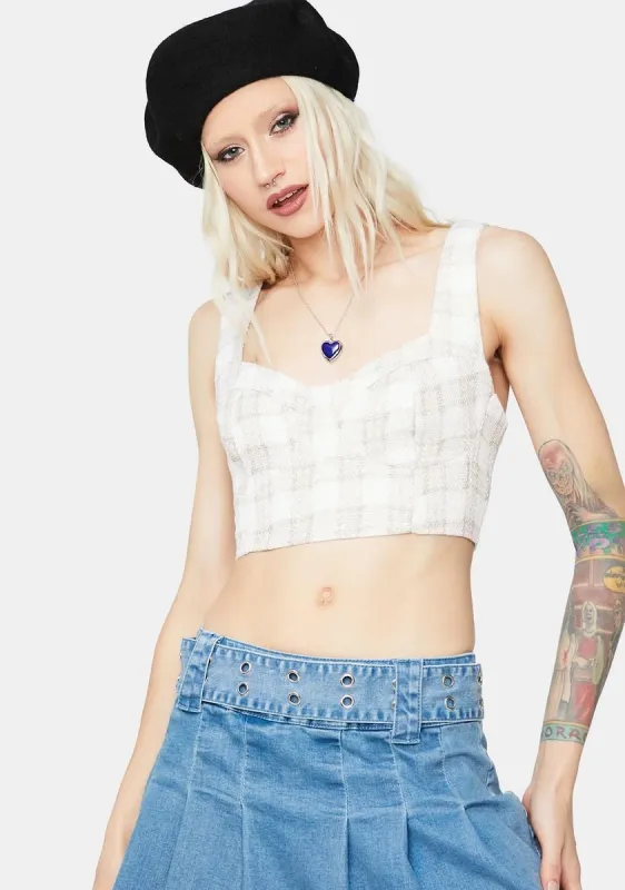Posh Beauty Plaid Sweetheart Crop Top sold by Dolls Kill