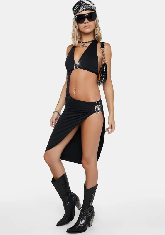 Midnight Wanted Woman Cut Out Midi Dress sold by Dolls Kill