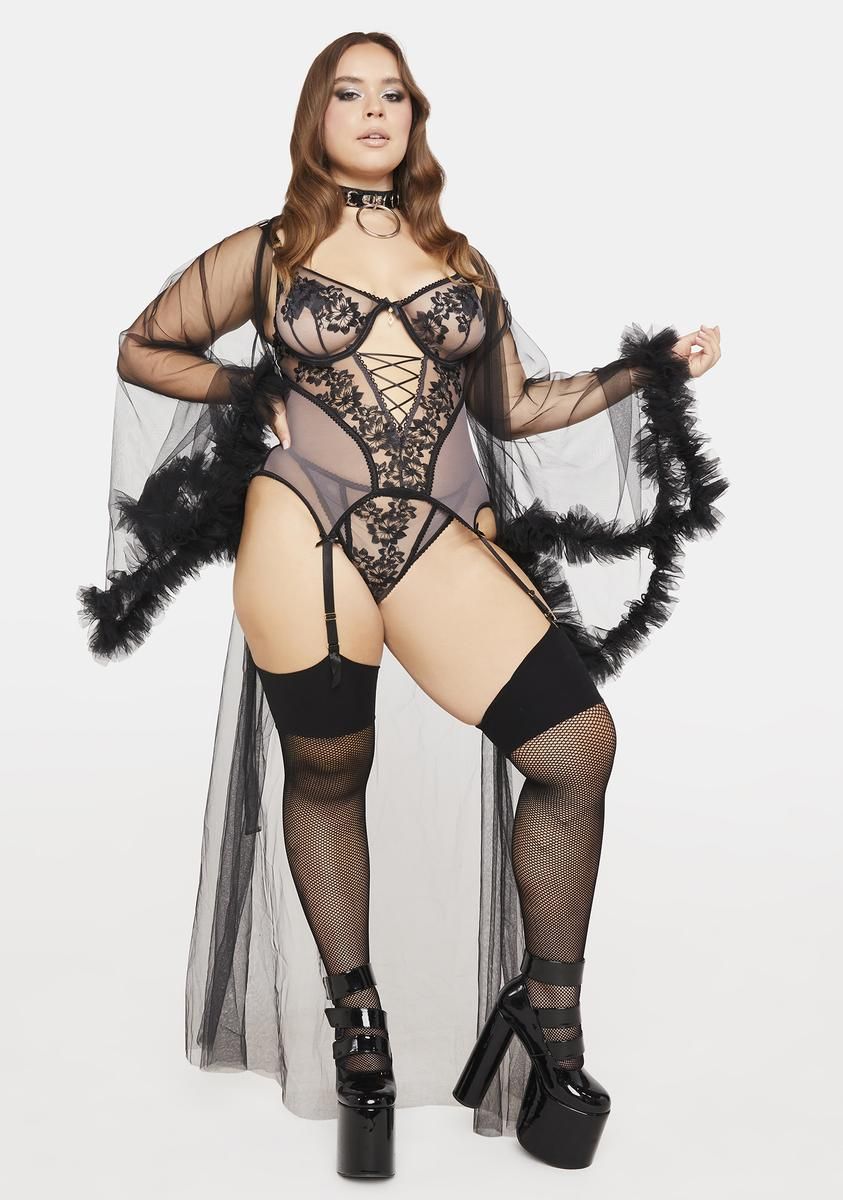 Plus Yes I'm Spoiled Mesh Lingerie Set sold by Dolls Kill product image thumbnail 3