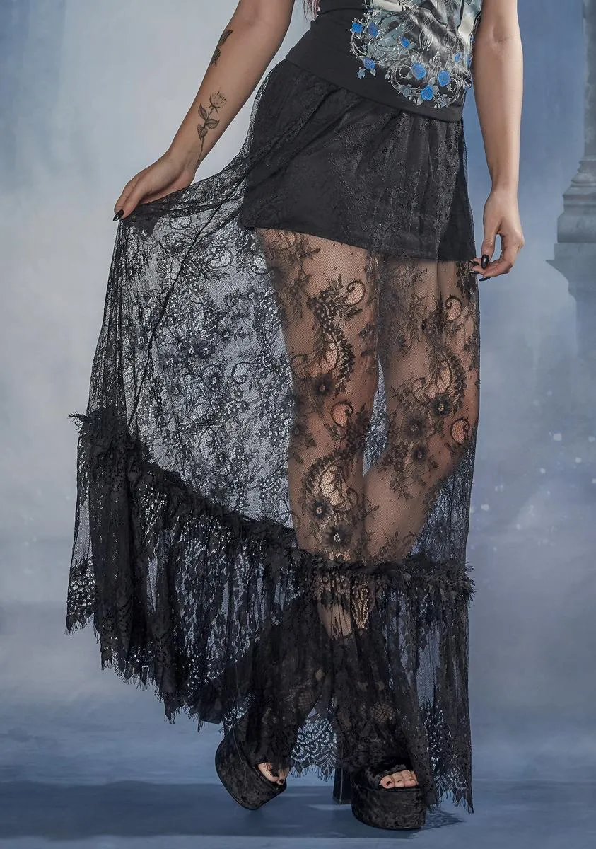 Midnight Meal Lace Maxi Skirt sold by Dolls Kill