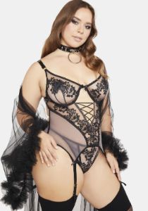Plus Yes I'm Spoiled Mesh Lingerie Set sold by Dolls Kill