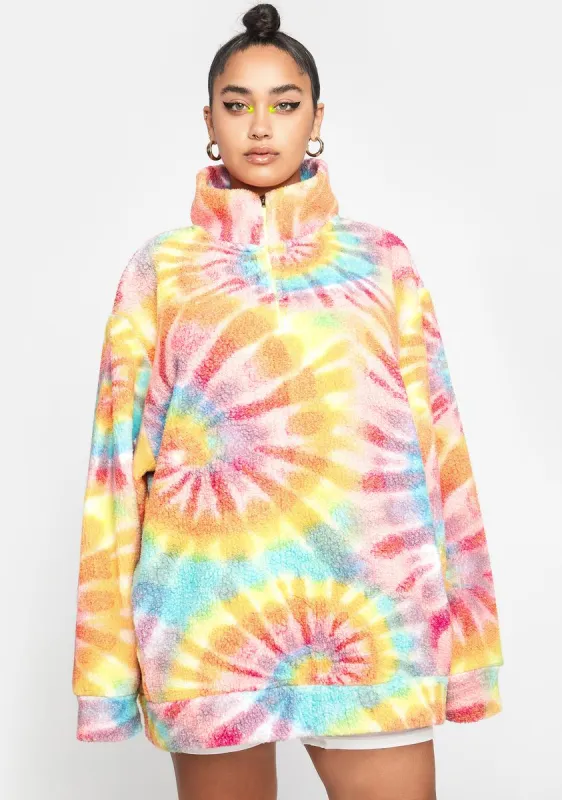 Plus Tie Dye Oversized Zip Fleece sold by Dolls Kill