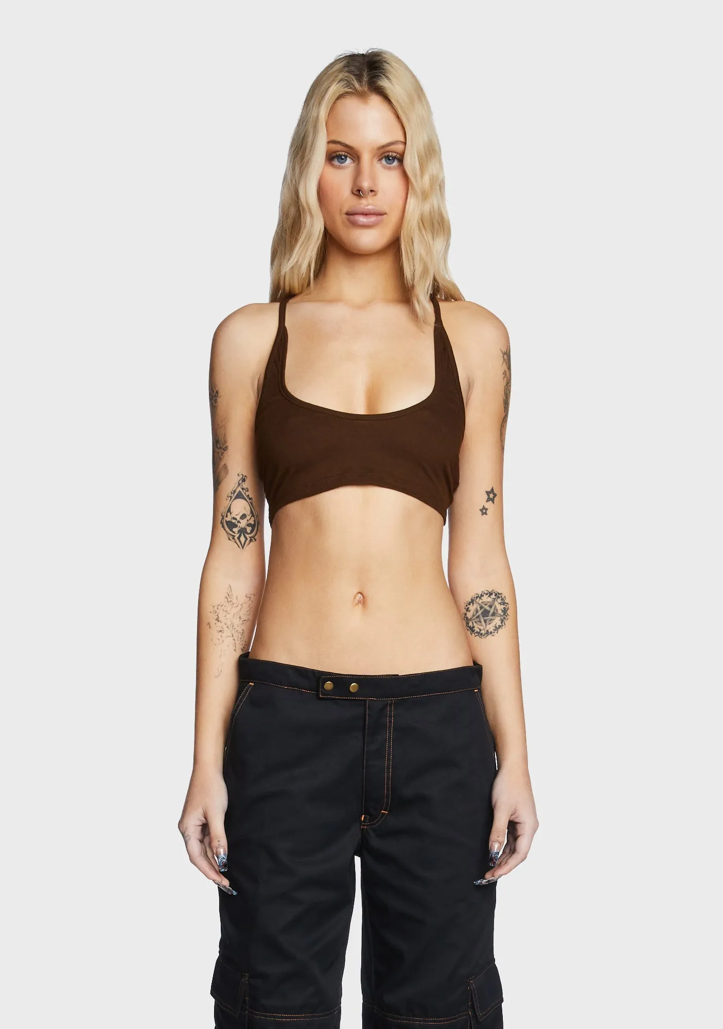 Intan Crop Top - Cocoa sold by Dolls Kill