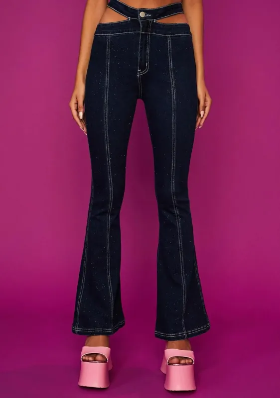 Put Me First Cut Out Jeans sold by Dolls Kill
