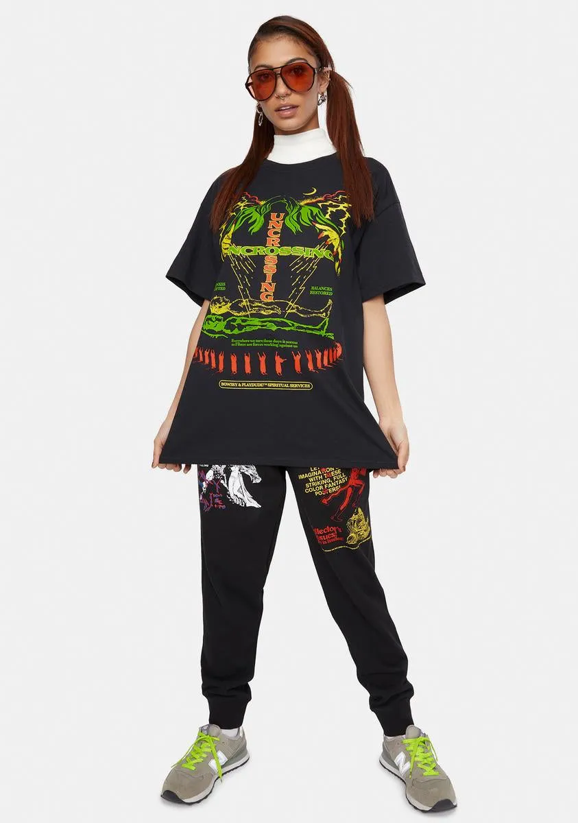 X Playdude Black Uncrossing Graphic Tee sold by Dolls Kill product image thumbnail 3