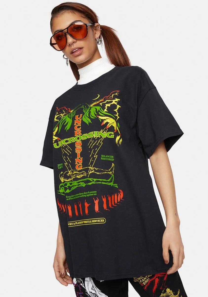 X Playdude Black Uncrossing Graphic Tee sold by Dolls Kill product image thumbnail 2