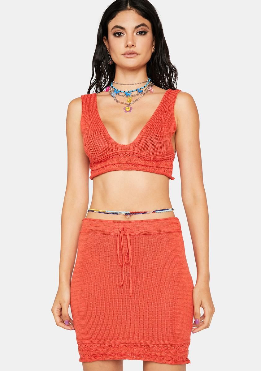 Crimson Follow The Bliss Crochet Skirt sold by Dolls Kill product image thumbnail 2