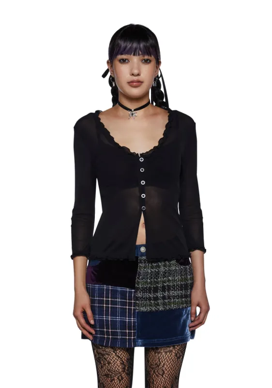 Everlong Romance Long Sleeve Top - Black sold by Dolls Kill