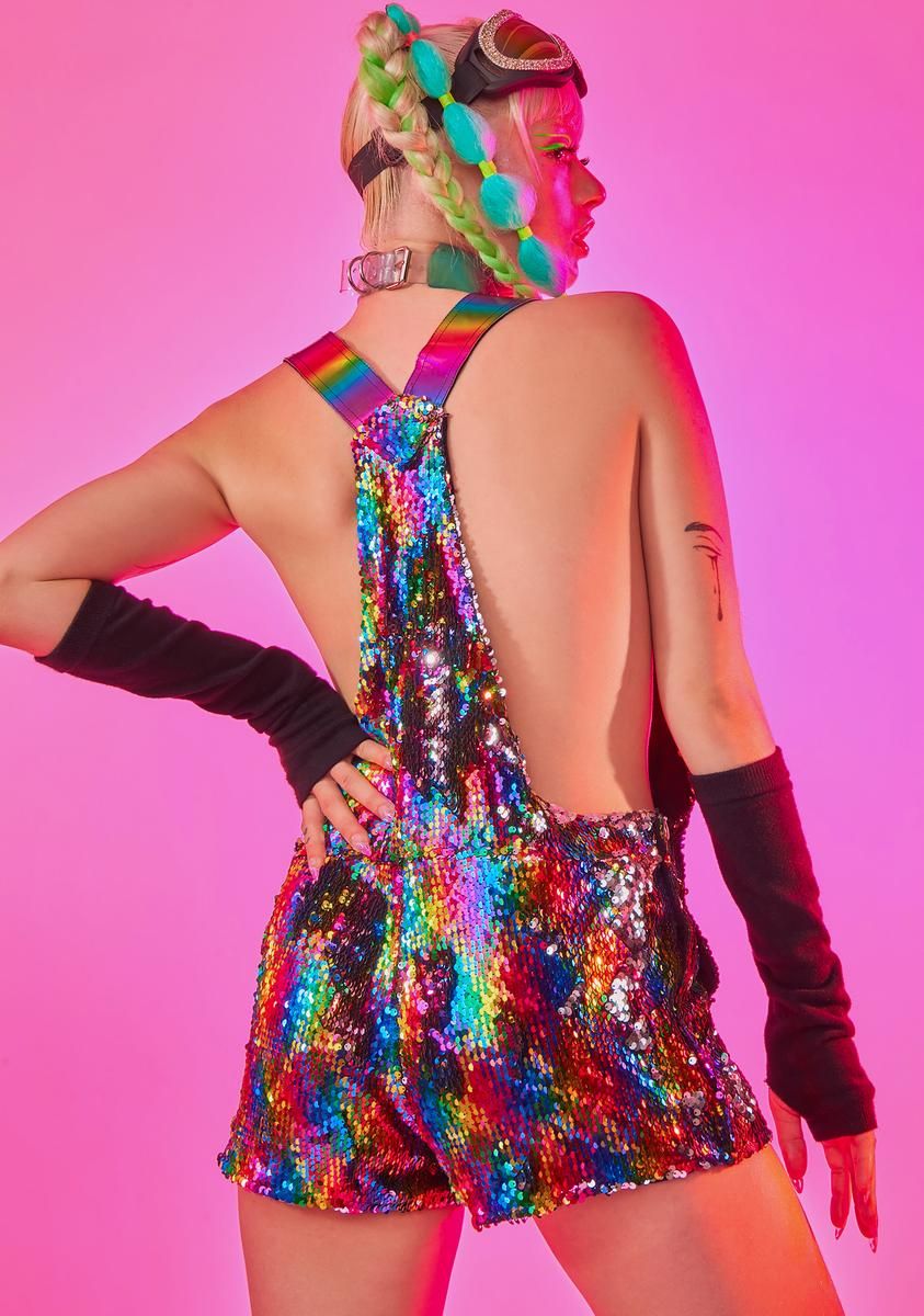 Rainbow Road Sequin Overalls sold by Dolls Kill product image thumbnail 4