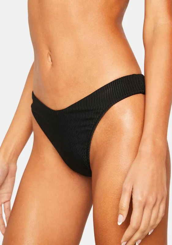 Black Enzo Ribbed Bikini Bottoms sold by Dolls Kill