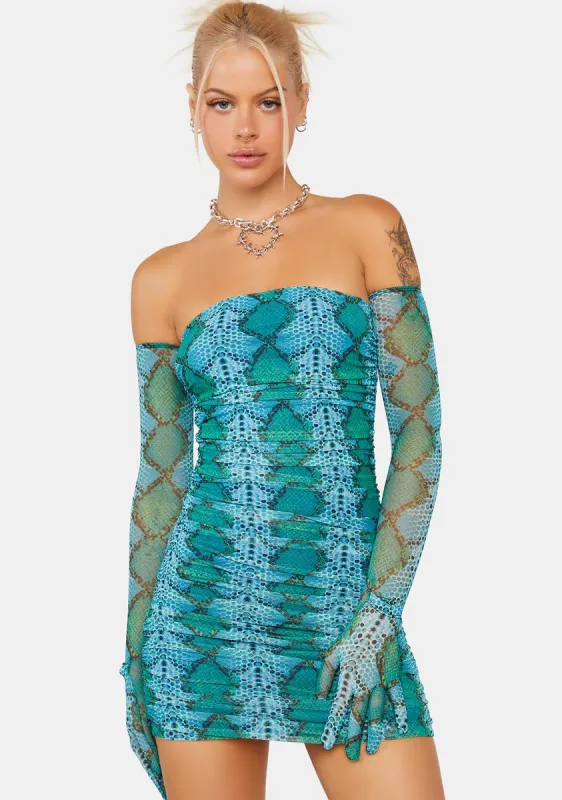 Teal Snake Danni Mini Dress sold by Dolls Kill