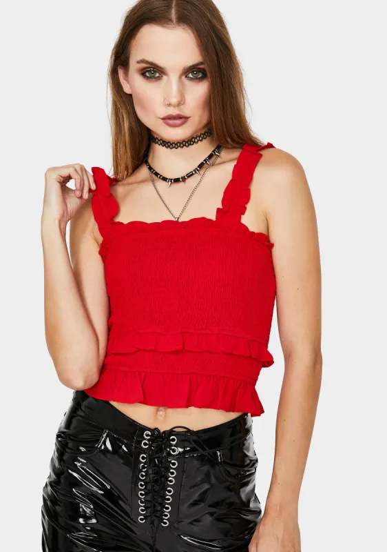 Red Ruffle Crop Top sold by Dolls Kill