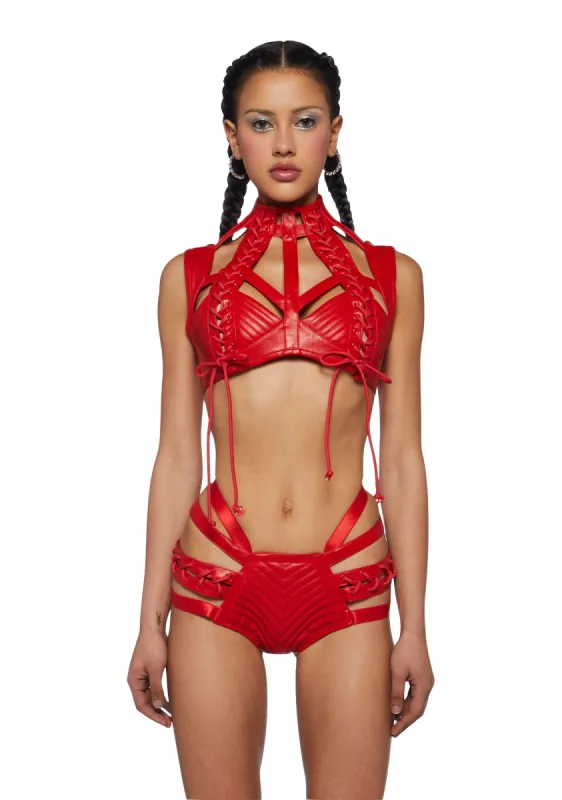 Rude Awakening Harness Bra Top - Ruby sold by Dolls Kill