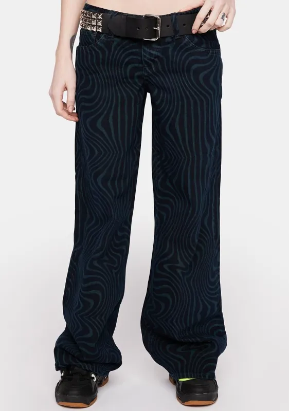 Psychedelic Low Rise Puddle Jeans sold by Dolls Kill
