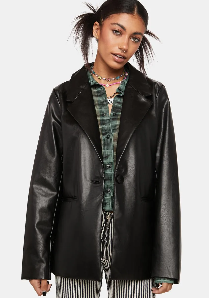 Vegan Leather Oversized Blazer sold by Dolls Kill