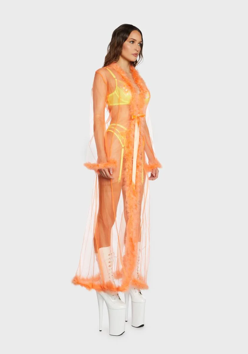 Orange Mistress In Marabou Long Robe sold by Dolls Kill product image thumbnail 4