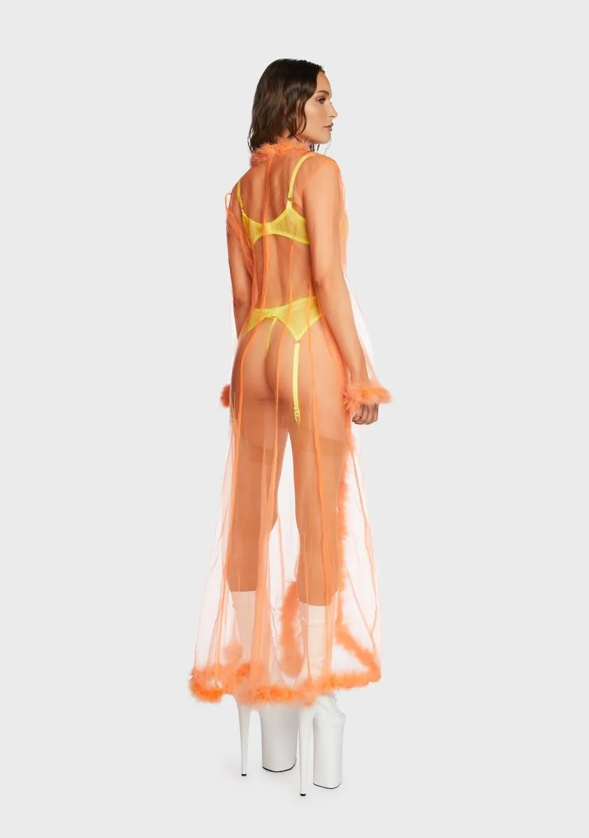 Orange Mistress In Marabou Long Robe sold by Dolls Kill product image thumbnail 5