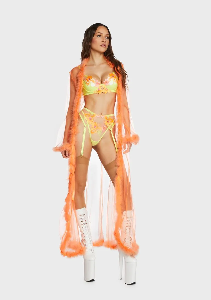 Orange Mistress In Marabou Long Robe sold by Dolls Kill product image thumbnail 3