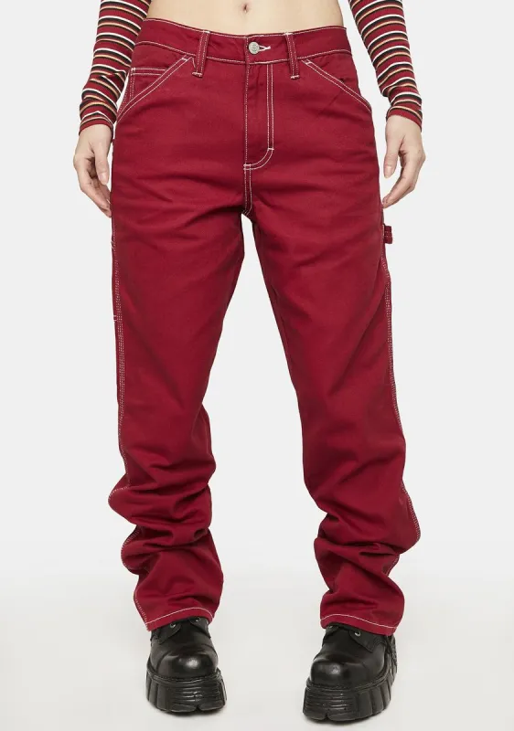 Red Carpenter Pants sold by Dolls Kill