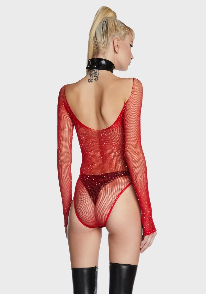 Cherry Frozen Ice Rhinestone Fishnet Bodysuit sold by Dolls Kill product image thumbnail 5