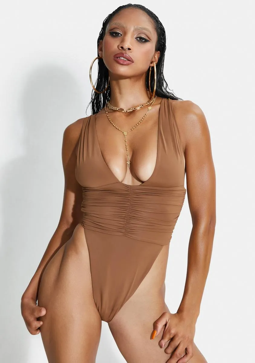 Brown Sugar Echo One Piece Swimsuit sold by Dolls Kill