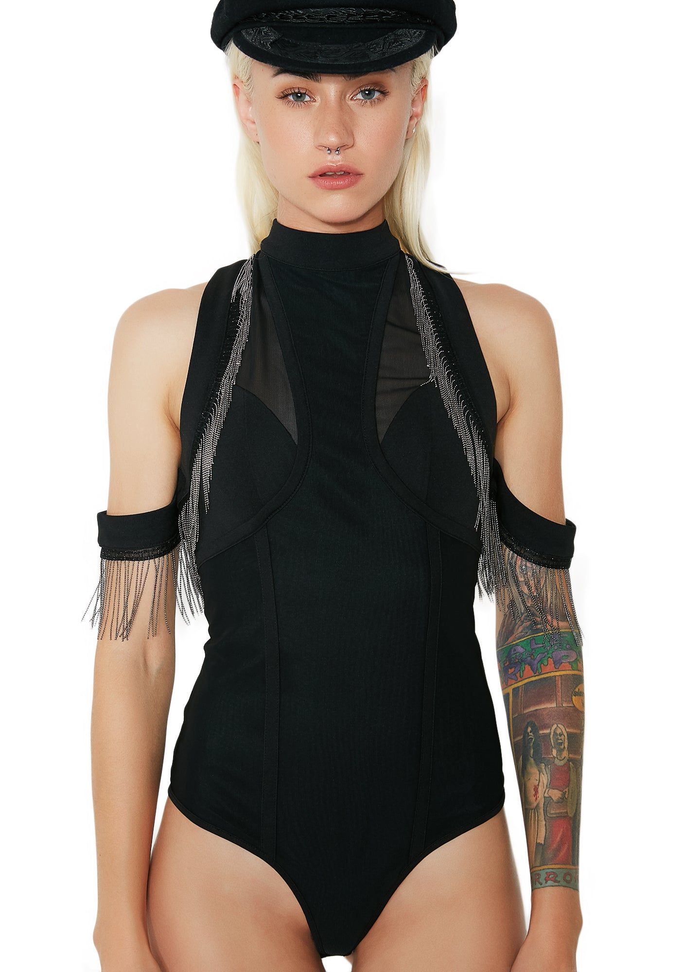 Hot Nights Fringe Bodysuit sold by Dolls Kill