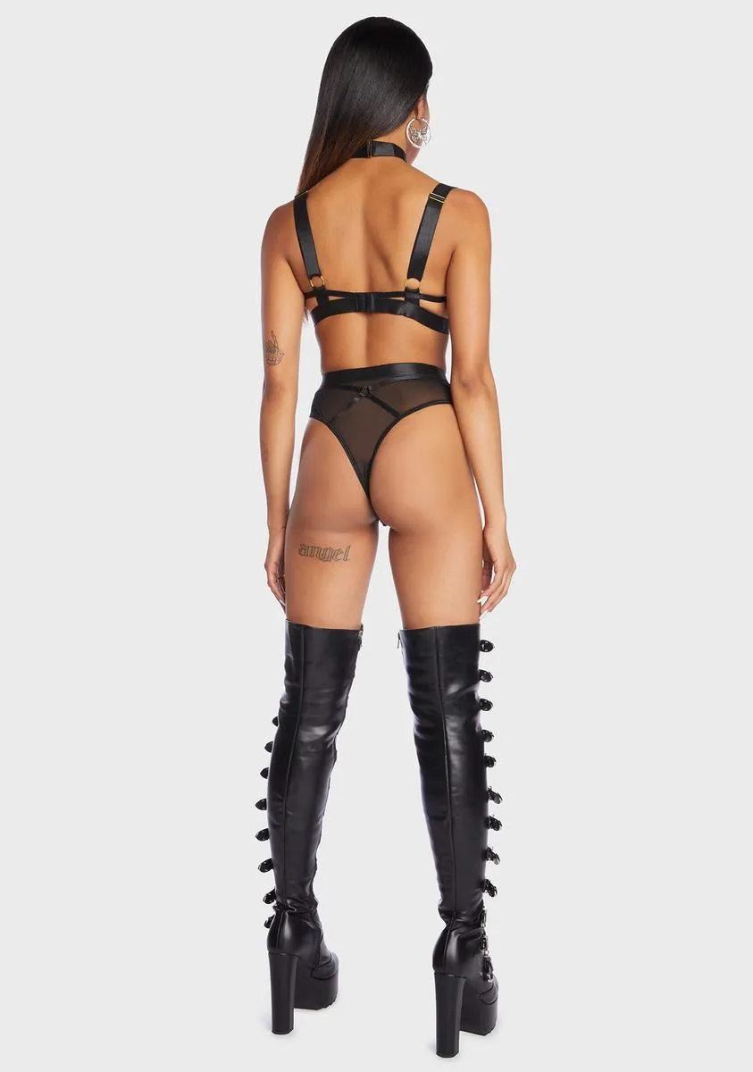 Bondage Stripe 2 Piece Choker Lingerie Set sold by Dolls Kill product image thumbnail 5