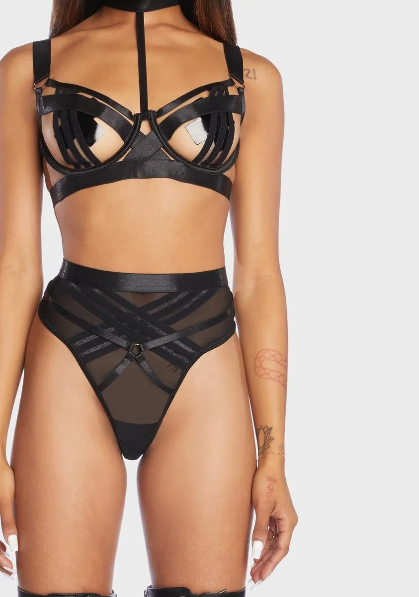 Bondage Stripe 2 Piece Choker Lingerie Set sold by Dolls Kill product image thumbnail 2