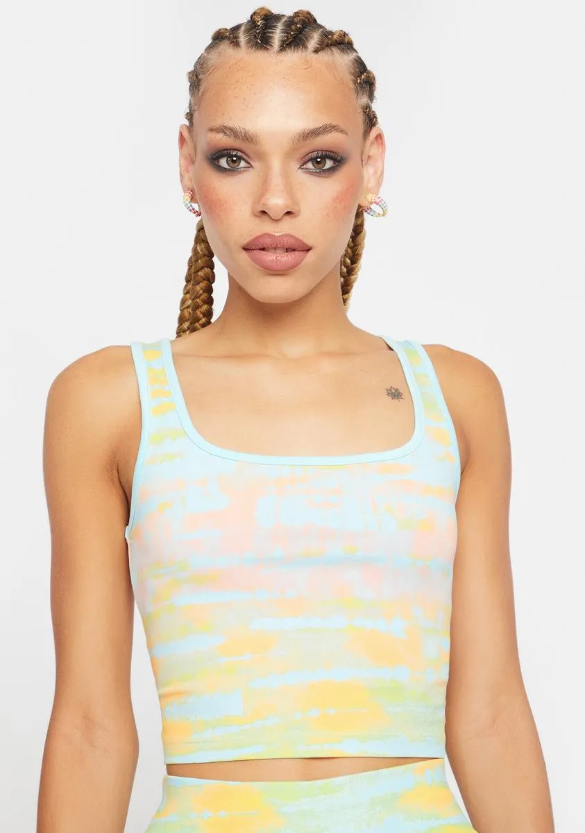Blue Glow Tie Dye Tank Top sold by Dolls Kill