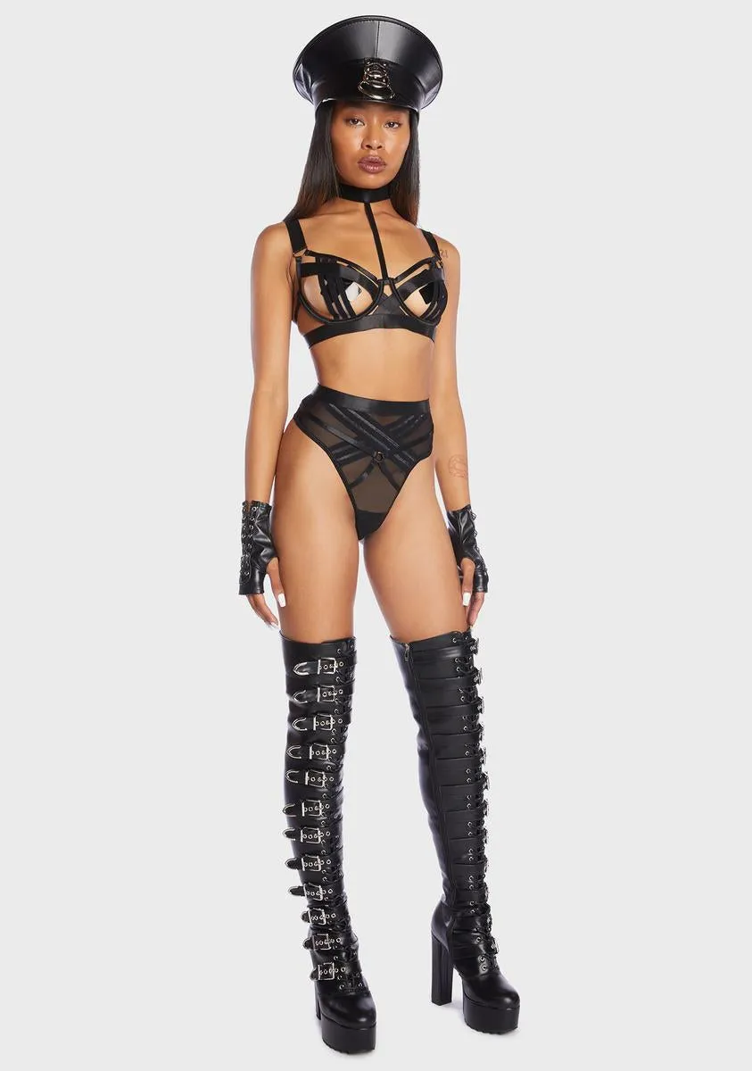 Bondage Stripe 2 Piece Choker Lingerie Set sold by Dolls Kill product image thumbnail 3