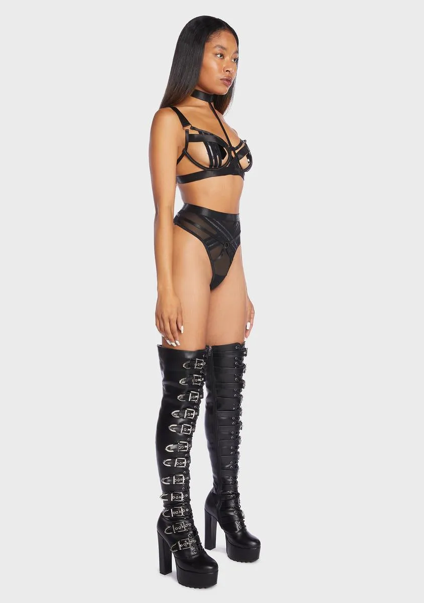 Bondage Stripe 2 Piece Choker Lingerie Set sold by Dolls Kill product image thumbnail 4