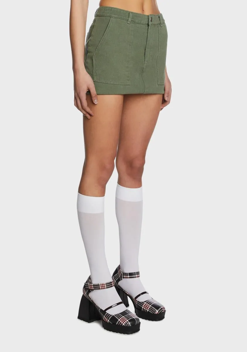Olive Twill Cargo Mini Skirt sold by Dolls Kill product image thumbnail 3