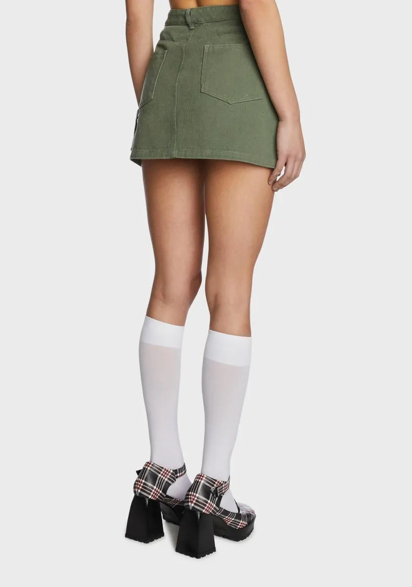 Olive Twill Cargo Mini Skirt sold by Dolls Kill product image thumbnail 4