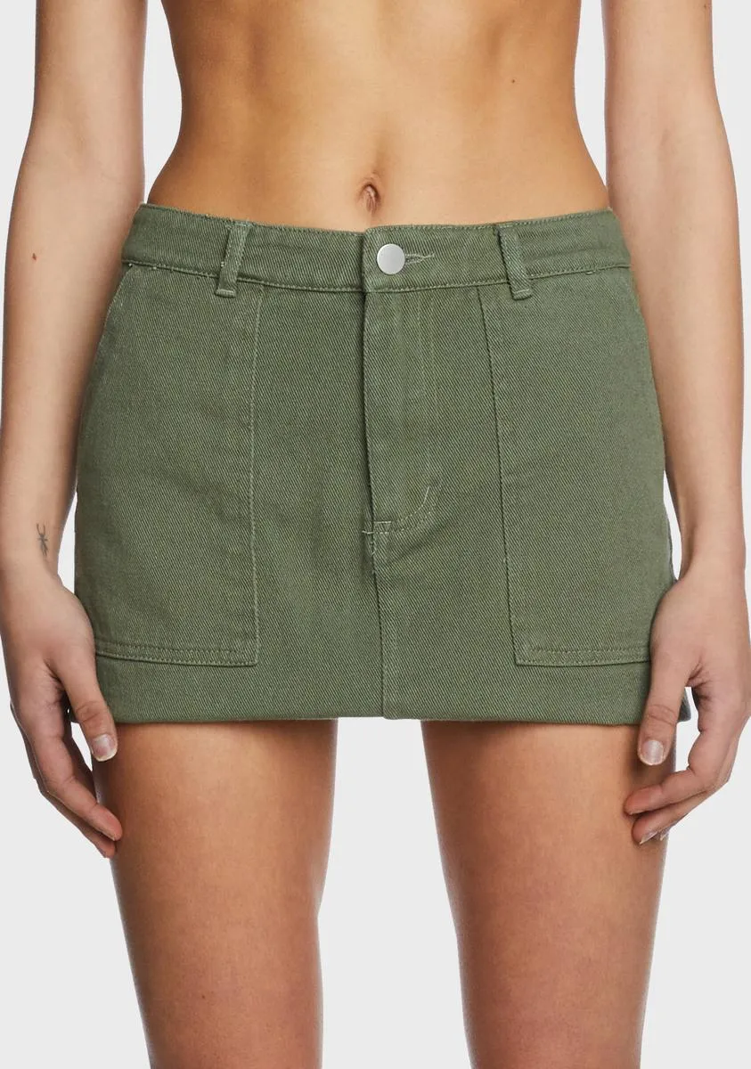 Olive Twill Cargo Mini Skirt sold by Dolls Kill product image thumbnail 2