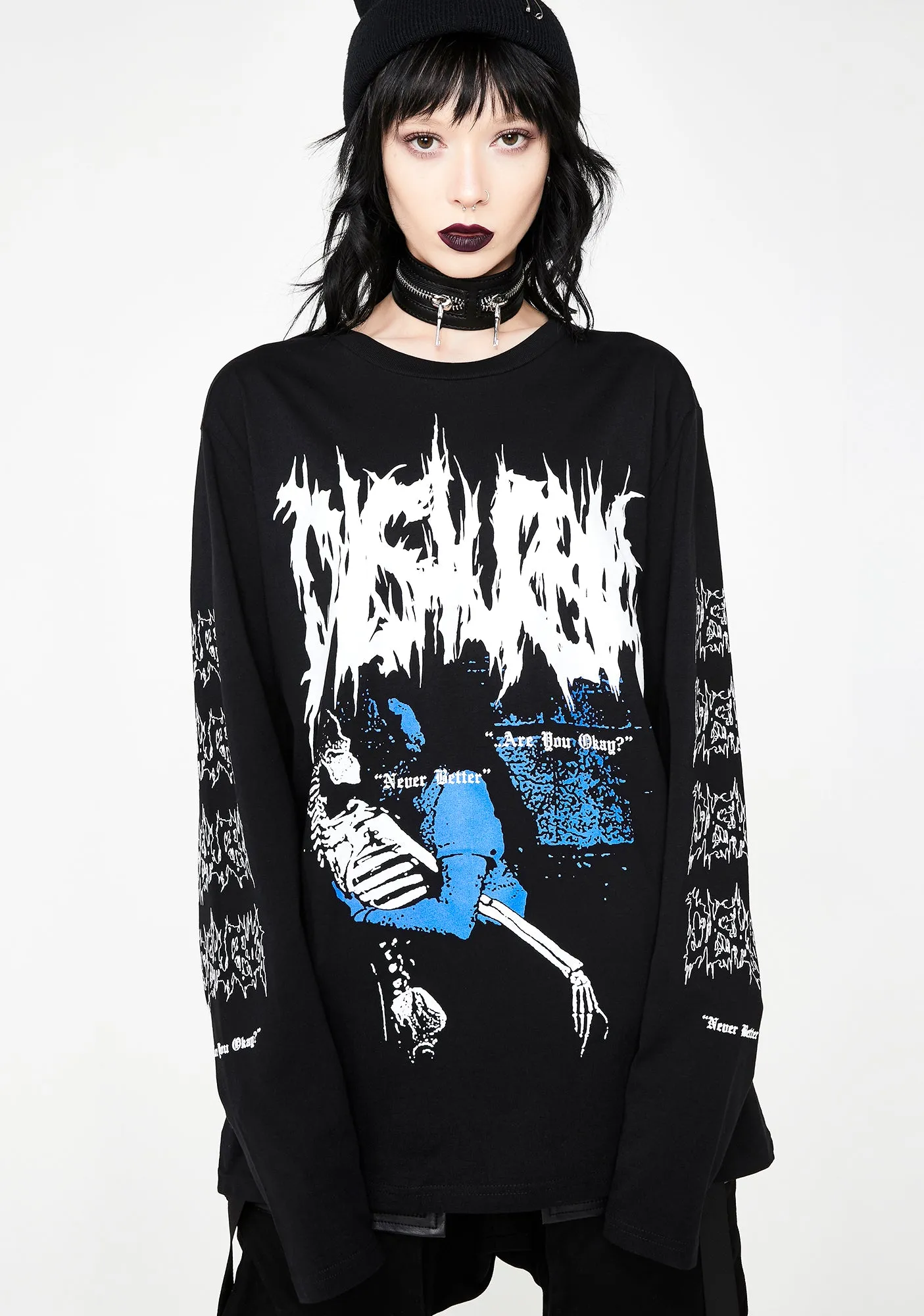 Okay Long Sleeve T-Shirt sold by Dolls Kill