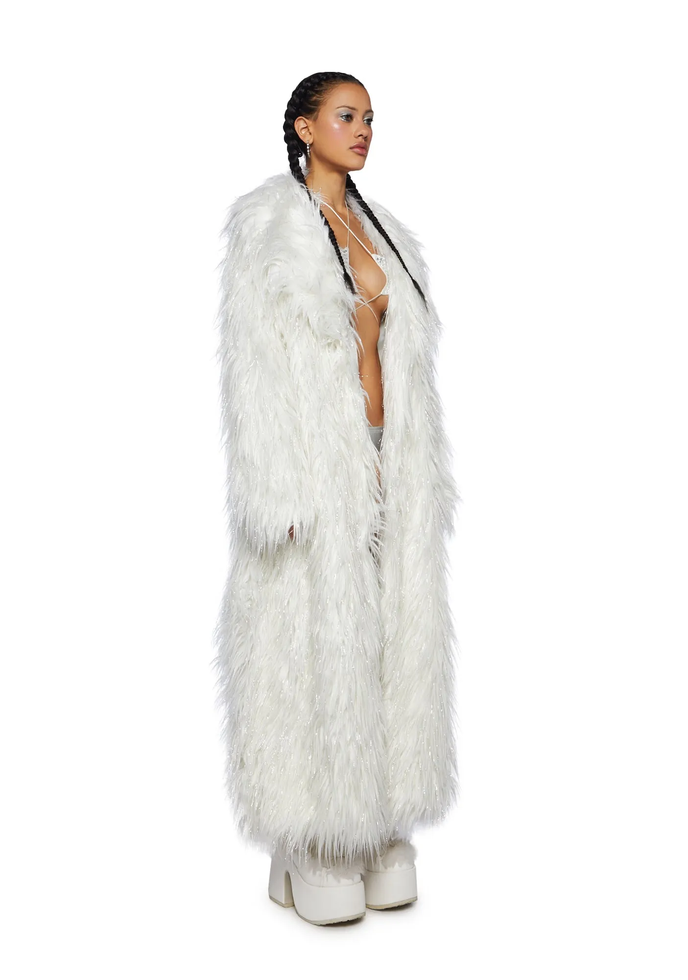 Astro Arctic Faux Fur Coat - White sold by Dolls Kill product image thumbnail 3