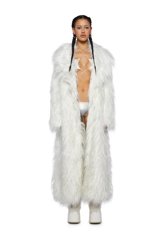 Astro Arctic Faux Fur Coat - White sold by Dolls Kill