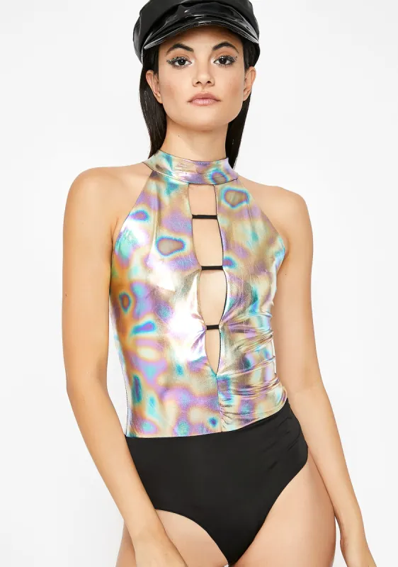 Prismatic Enigma Cut Out Bodysuit sold by Dolls Kill