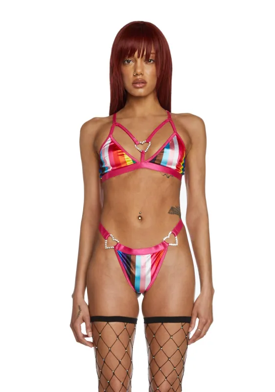 Love Spectrum Striped Bra Top sold by Dolls Kill