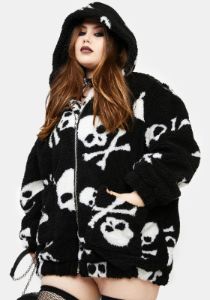 Plus Skull On My Sleeve Sherpa Jacket sold by Dolls Kill