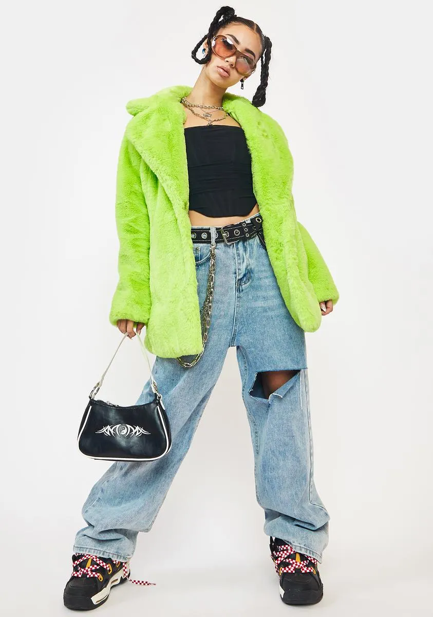 Lime Green Hendrix Faux Fur Coat sold by Dolls Kill product image thumbnail 3