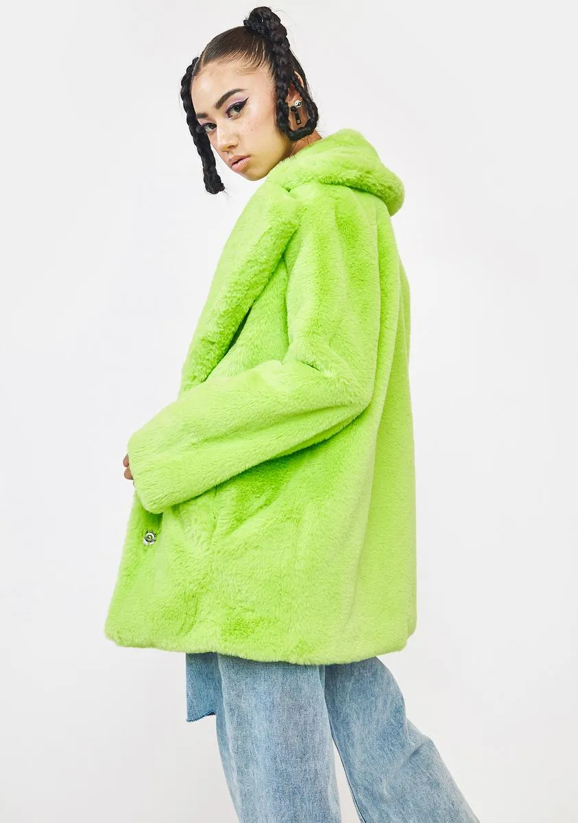 Lime Green Hendrix Faux Fur Coat sold by Dolls Kill product image thumbnail 4
