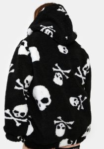 Plus Skull On My Sleeve Sherpa Jacket sold by Dolls Kill