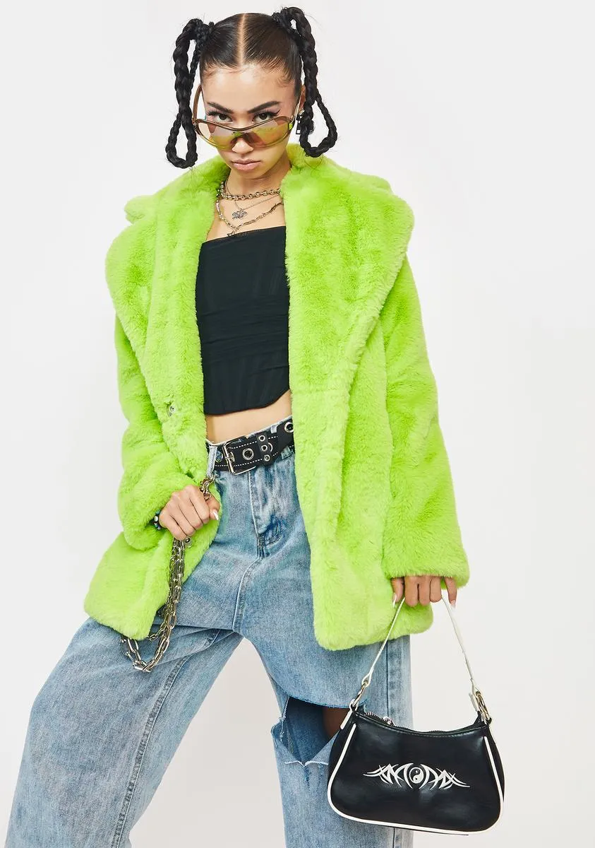 Lime Green Hendrix Faux Fur Coat sold by Dolls Kill product image thumbnail 2
