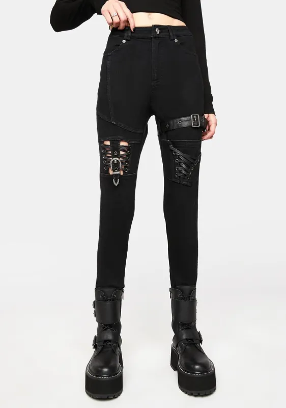 Punk Knee Deconstructed Skinny Pants sold by Dolls Kill