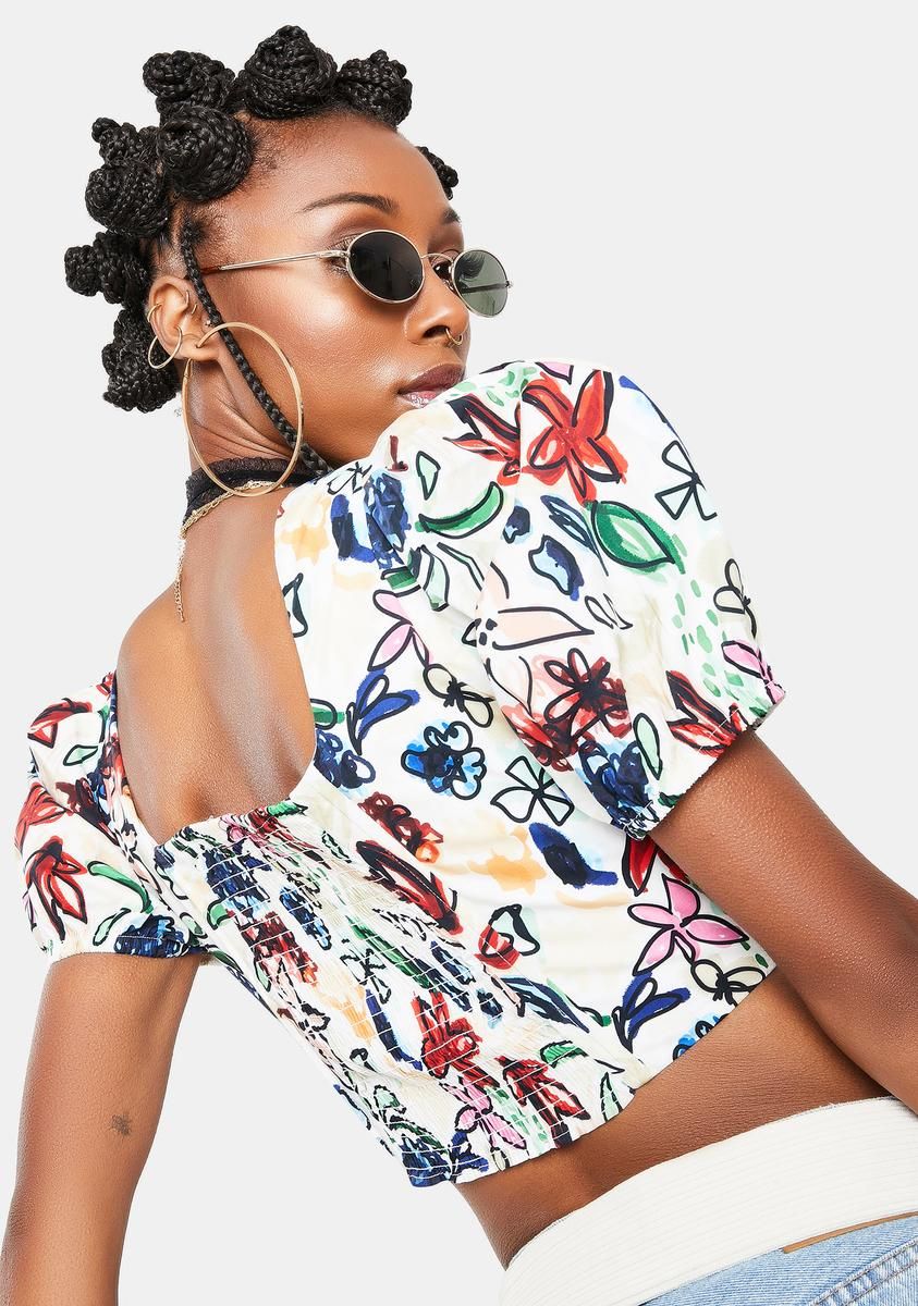 Puff Sleeve Floral Printed Top sold by Dolls Kill product image thumbnail 4