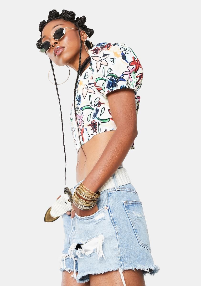 Puff Sleeve Floral Printed Top sold by Dolls Kill product image thumbnail 2